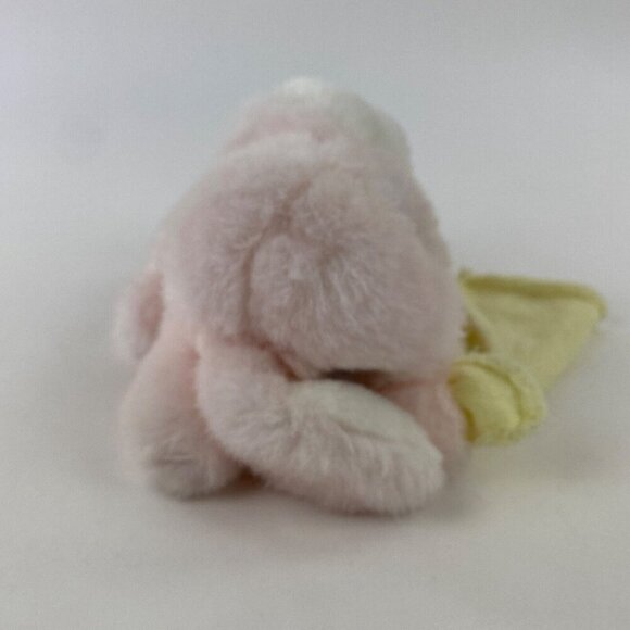 Vintage Plush Bunny Rabbit Stuffed Animal Rattle Toy Bunny With Yellow Blanket - Picture 2 of 8